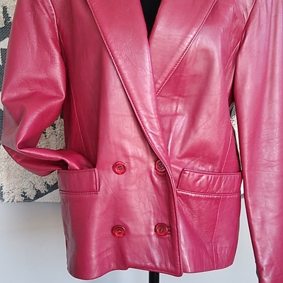 Vintage Leather Blazer/ Jacket Size 9 - Picture 2 of 8